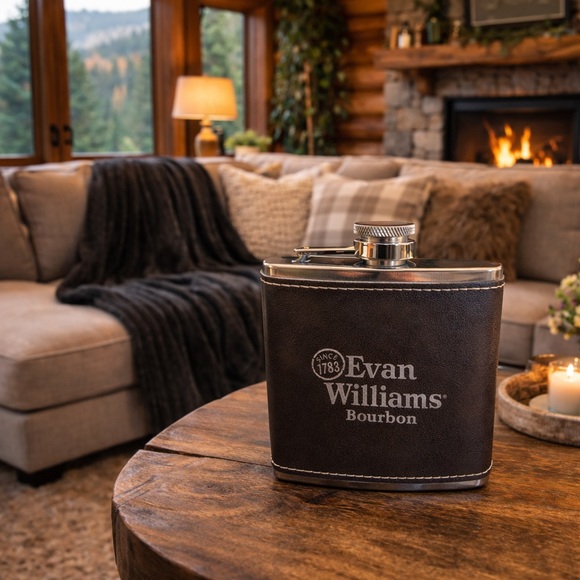Evan Williams Other - Evan William 6 Oz. Leather Flask - Brown